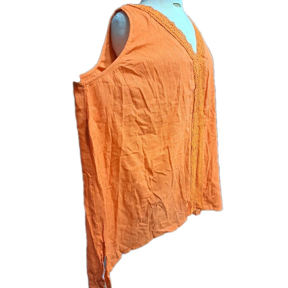 Catherines Tank Top Women's 4X Sleeveless Tunic Orange Embroidered Lightweight - Picture 4 of 7